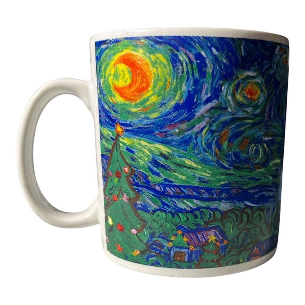 Vintage Starbucks 2000 Barista Mug Van Gogh Cafe Terrace at Night Christmas 20oz